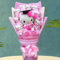 Kleurvolle Synthetische Bloemenboeket met Hello Kitty Figurines voor Cadeaus en Decoratie