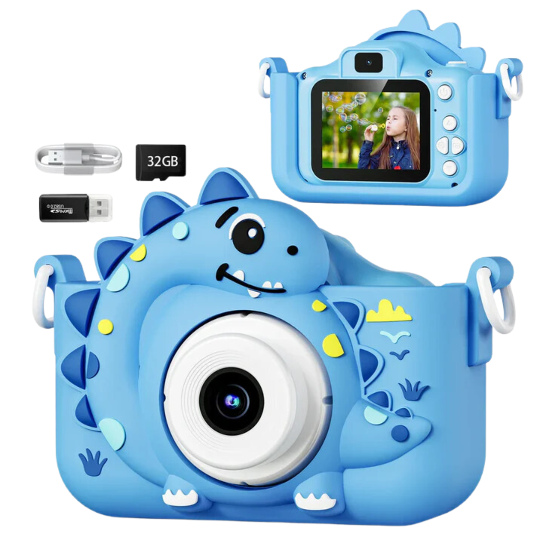 DinoElite Junior Digitale Camera | High-definition 1080P videocamera ontworpen voor jongens van 3-12 jaar, perfect voor het vastleggen van onvergetelijke dinosaurusthema verjaardagsherinneringen.