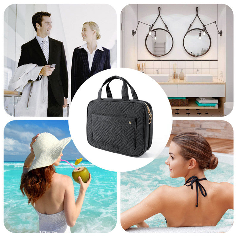 Travelique Reiskosmetik Organizer | Compact & Waterafstotend | Met 4 vakken & 360° haak | Voor dames & heren