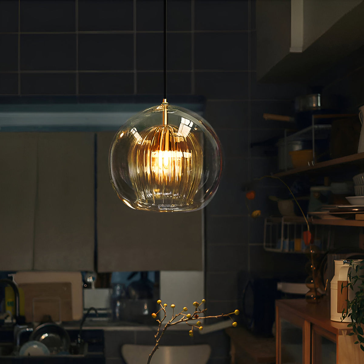 Retro Glazen Globe Vorm Hanglamp