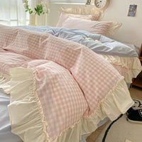 Gingham Ruit Rimpelrand Beddengoed Set
