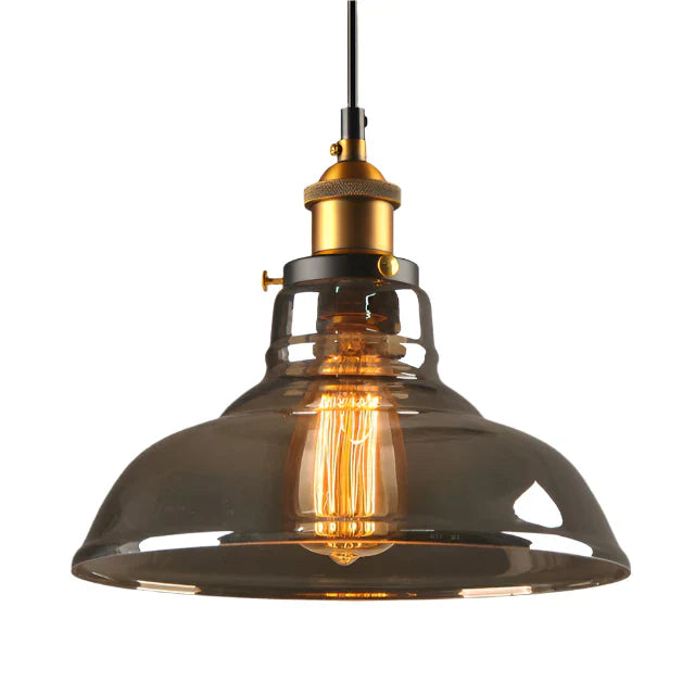 Industriële retro hanglamp met glas – Rookglas lampenkap