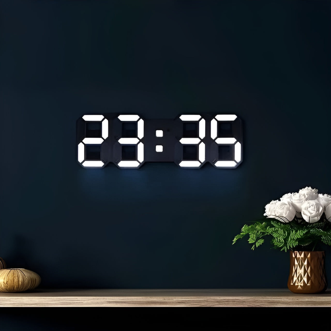 Futuristische LED Wandklok – Minimalistisch Ontwerp met Slimme Tijdweergave