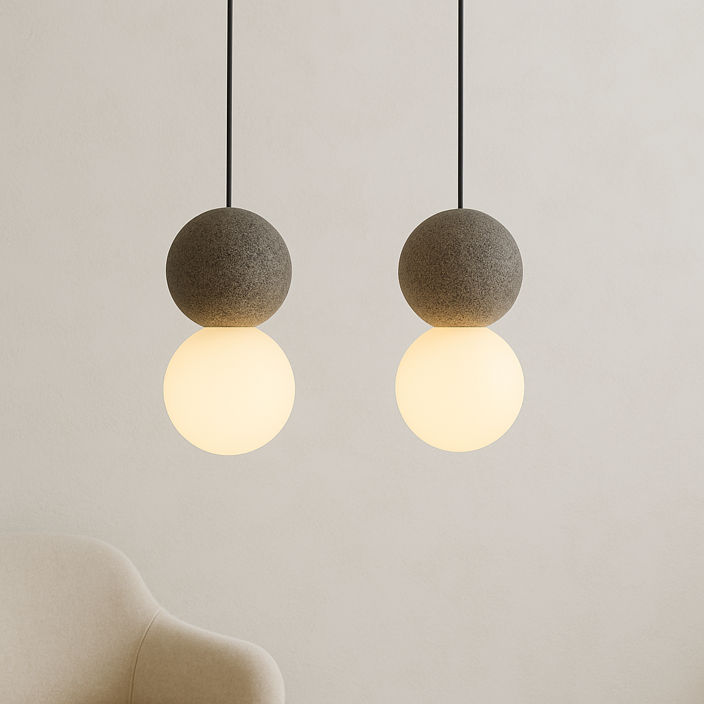 Minimalistische Obsidiaan Steen Hanglamp