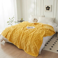 Lammwolldecke WoolAura | Dubbelzijdig verdikt | Imitatie flanel & lamswol | Zacht & warm