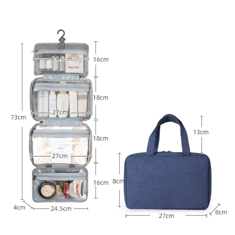Travelique Reiskosmetik Organizer | Compact & Waterafstotend | Met 4 vakken & 360° haak | Voor dames & heren
