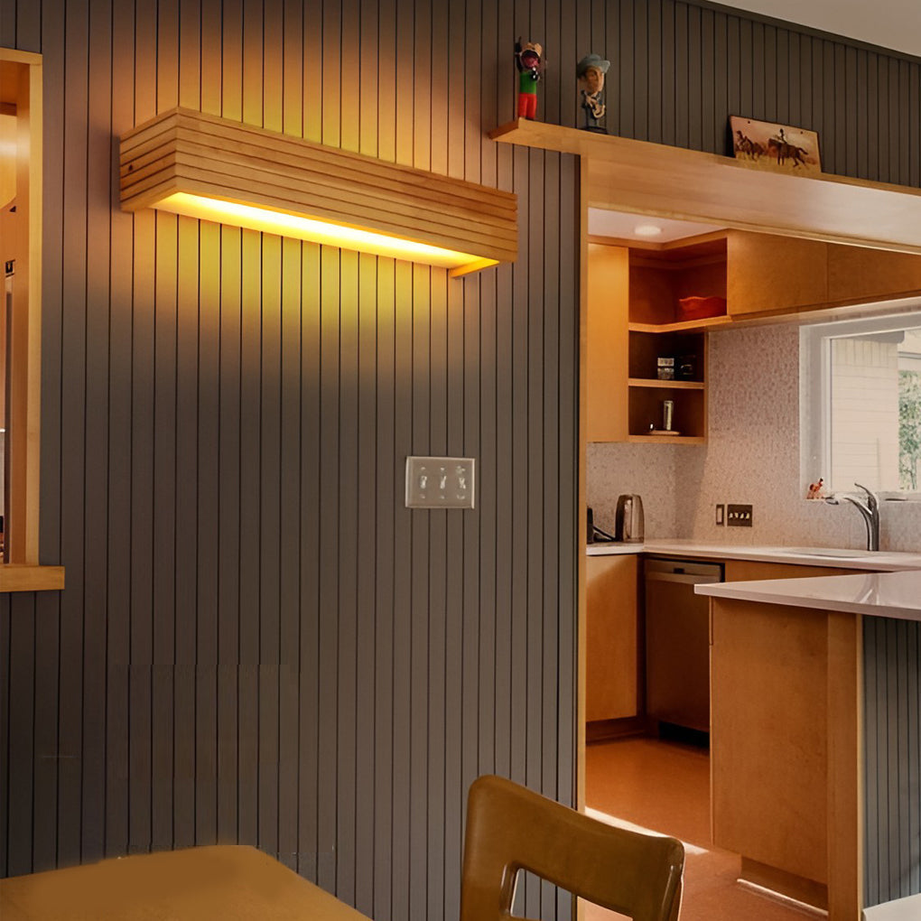 GlowWood - Rechthoekige waterdichte LED-wandlamp Noordse Spiegelverlichting