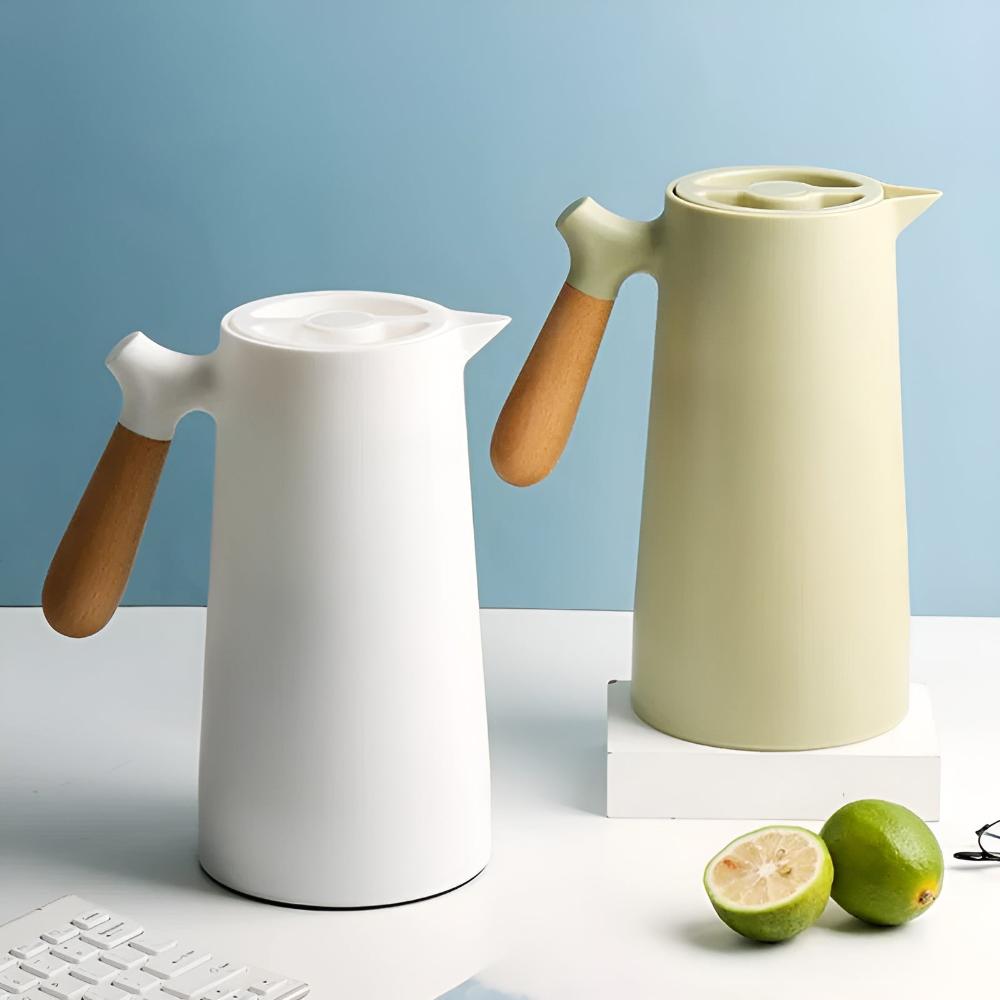 Geïsoleerde Thermoskan met Houten Handvat Koffiepot