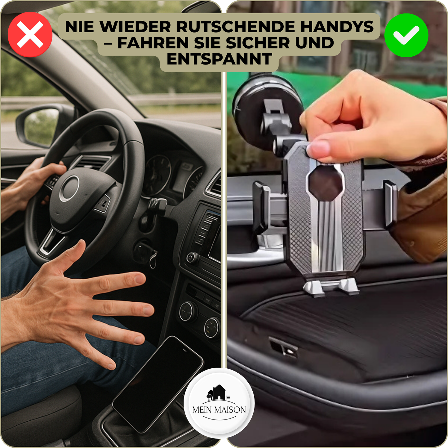Handyhouder Auto GripTech | Sterke Zuigkracht | 360° Rotatie | Eenvoudige Bediening met Één Hand