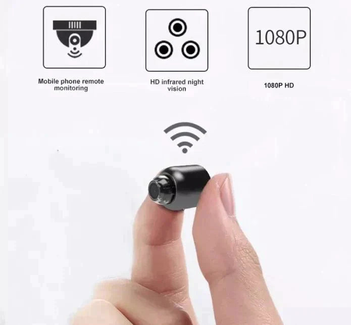 Brehn | Ultrakleine WiFi-IP-camera | 1080p Full-HD | 120° Groothoeklens | Infrarood Nachtzicht & Bewegingssensor | 2-Wege Audio | Wereldwijde Toegang op Afstand
