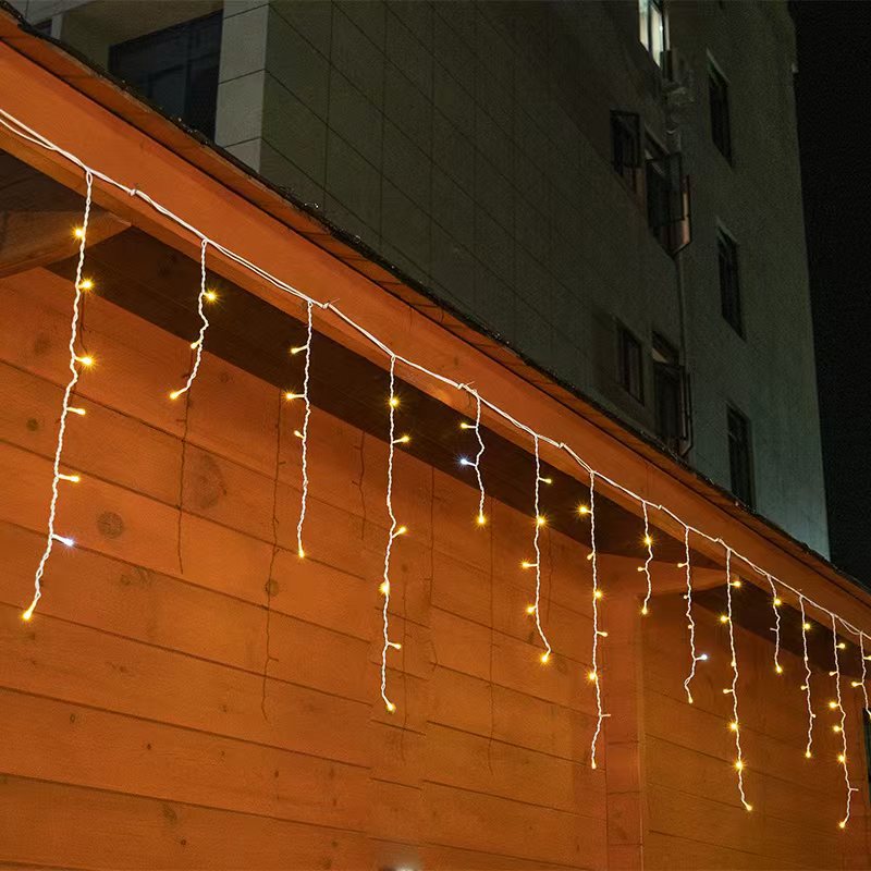Quntis 50 m LED-ijsdruppellichtslinger | IP44 weerbestendig | 36 V laagspanning | meer dan 500 LED’s | ijsdruppel-watervaleffect | warm wit