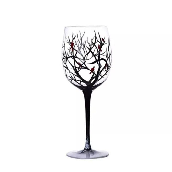 VinoVerve | Vier-Seizoenen Boom -Wijnglas | Handbeschilderde Kunstzinnige Glazen