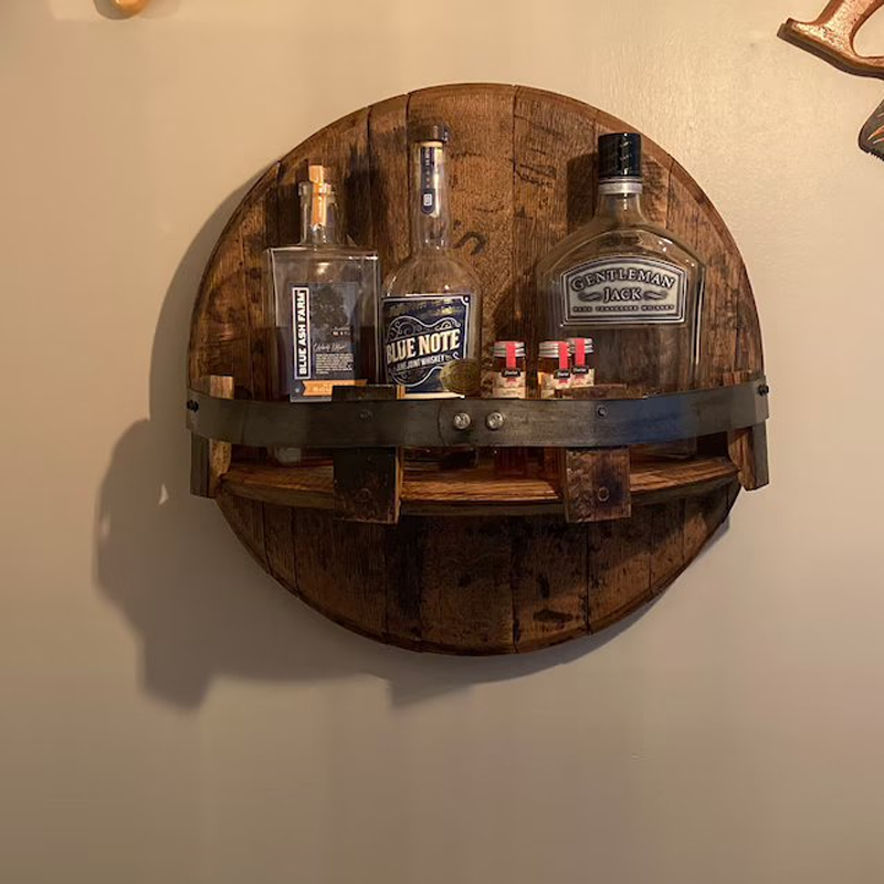 Whiskeyvat Wandrek | Rustiek Massief Hout-Design | Rond