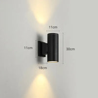 Kren Minimalistische Metalen Dubbelkopige Buitenwandlamp, Zwart