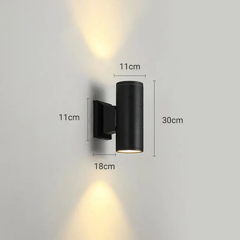 Kren Minimalistische Metalen Dubbelkopige Buitenwandlamp, Zwart