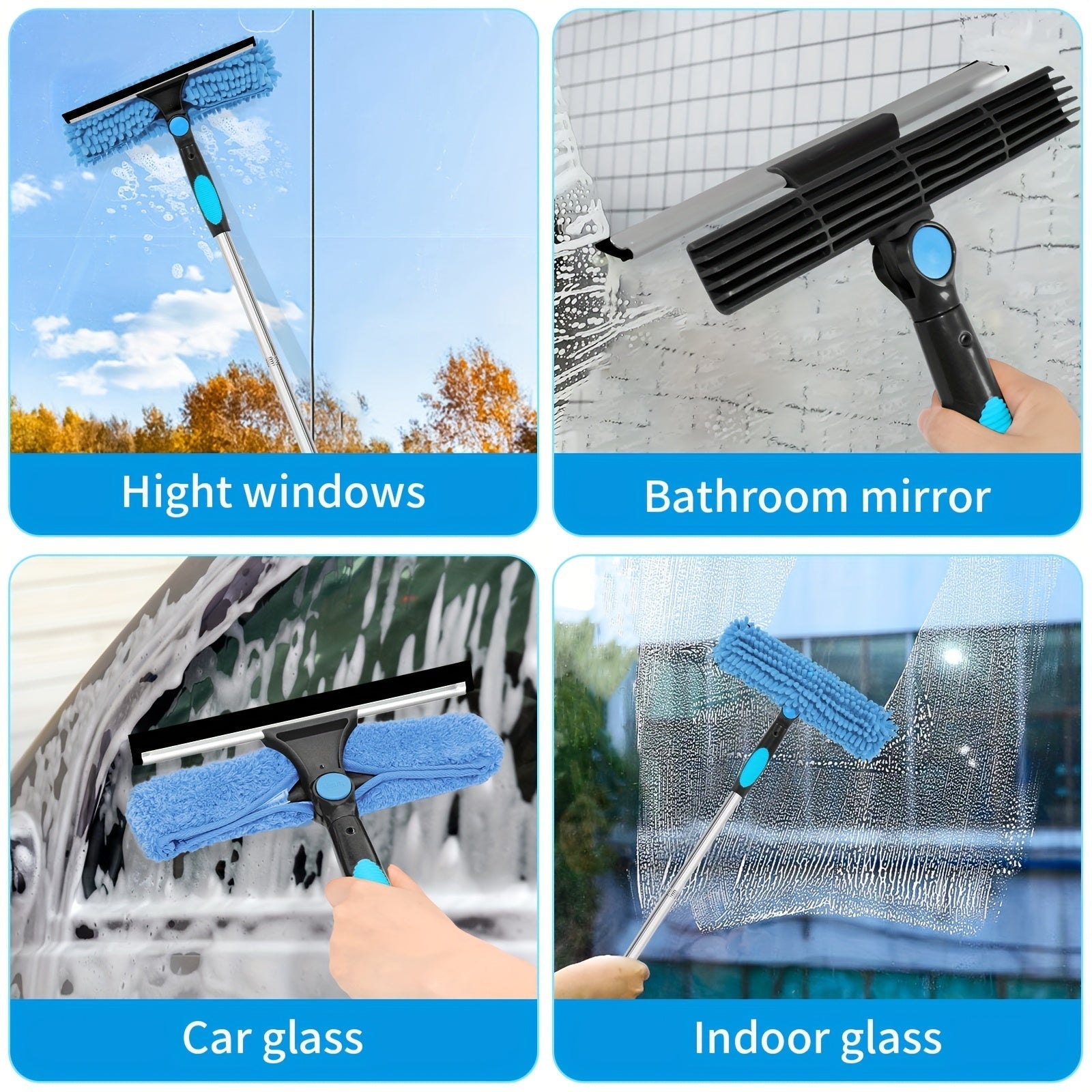 Skanto | Crystal Clear Raamreiniger – Professioneel 2-in-1 Telescoop Raam en Glas Reinigingssysteem