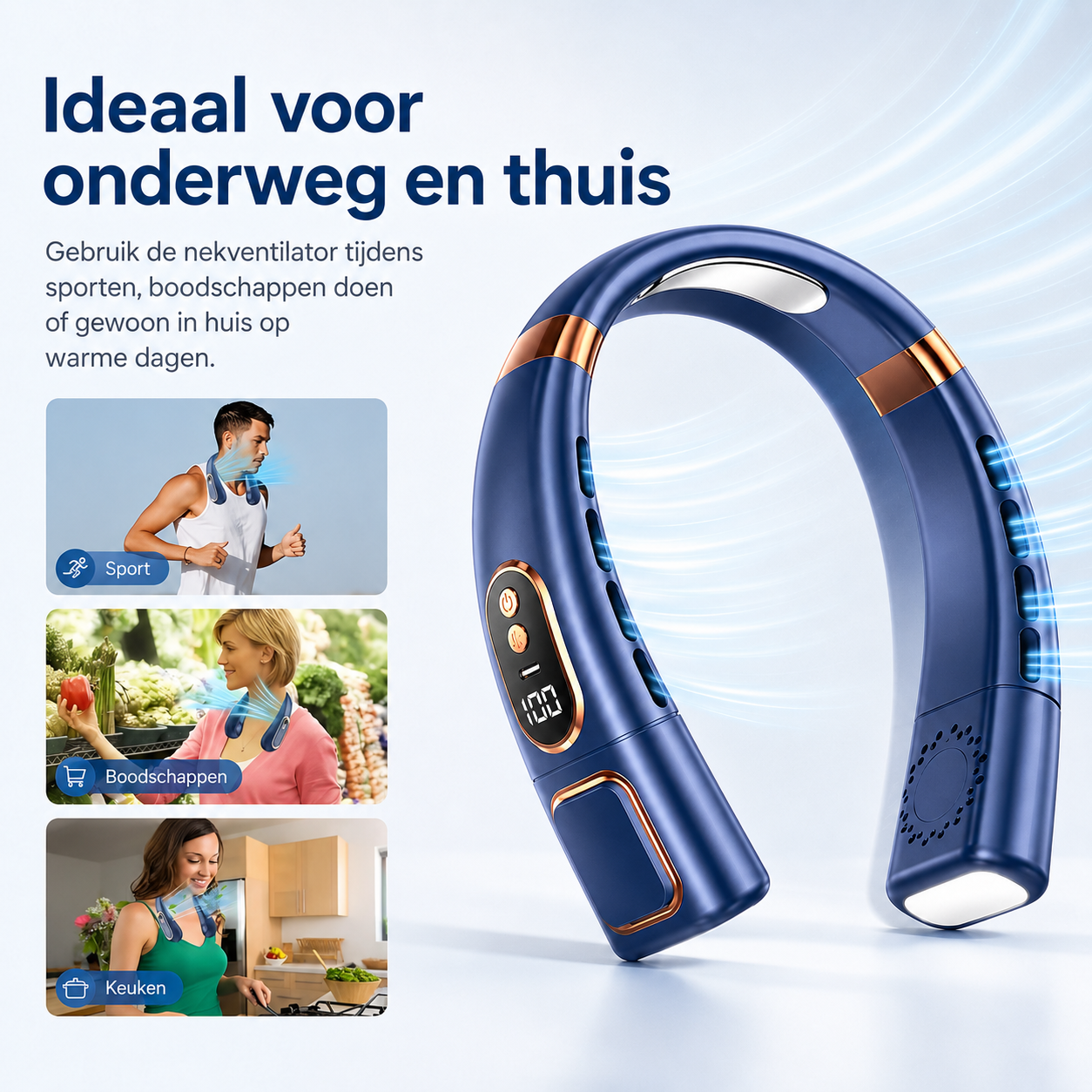 Froza – 360° Koelende Digitale Nekventilator