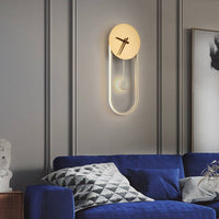 Arisha Nordic Klok Wandlamp, Goud & Zwart
