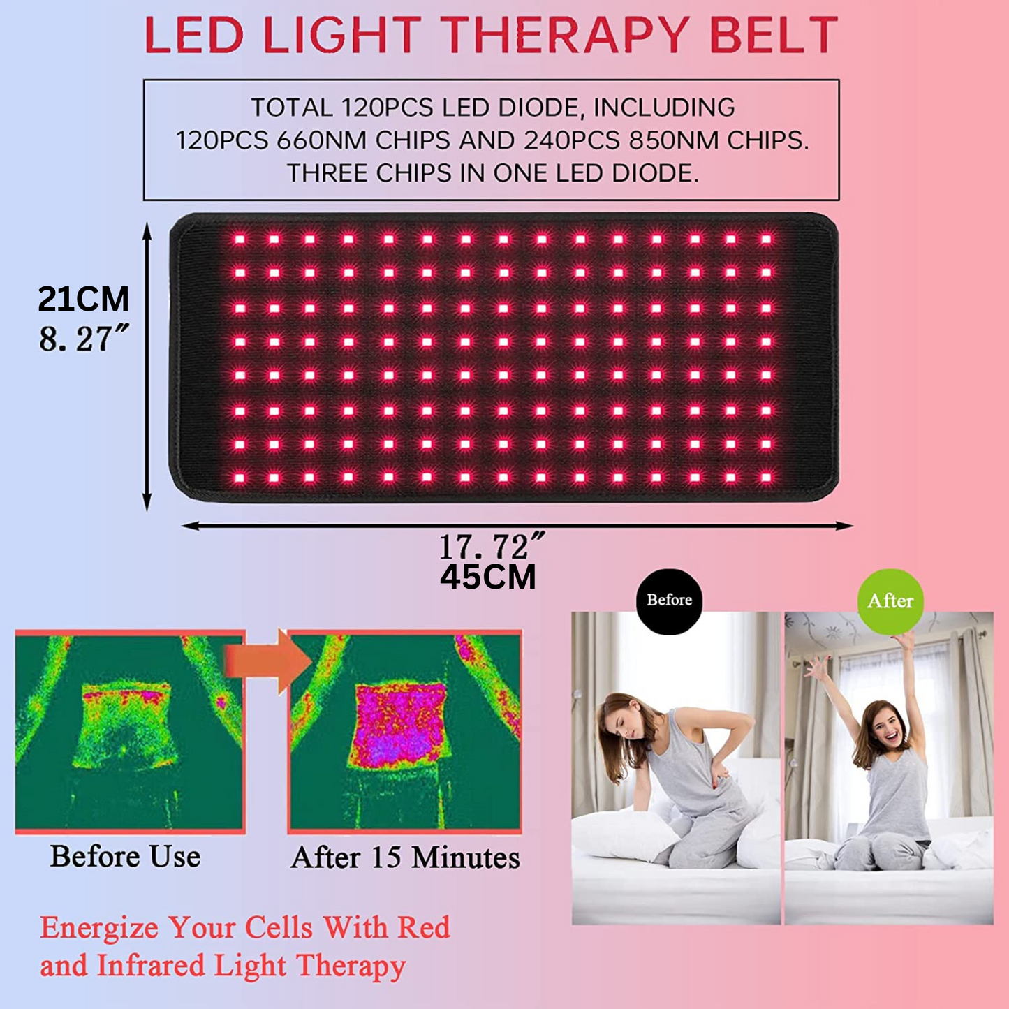 Medische kwaliteit thuis infrarood lichttherapie kussenriem voor pijnverlichting
