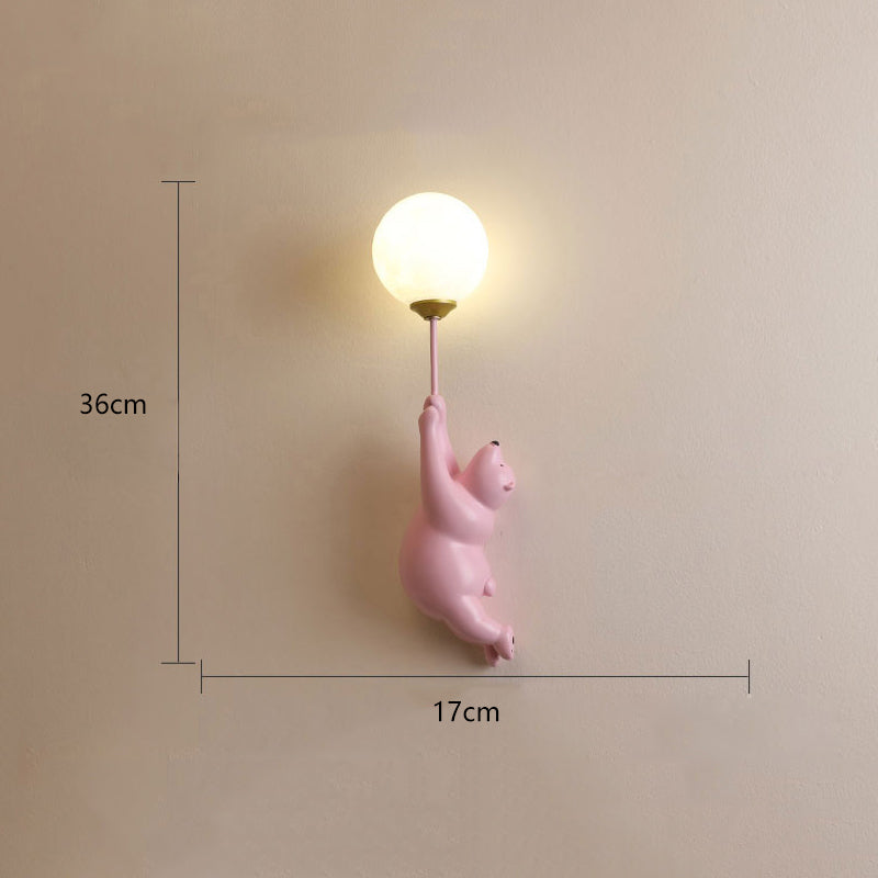 Bear Balloon Wandlamp Dierlijk Modern. Wit/Blauw/Roze. Woonkamer