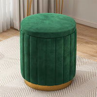 Nordic Chic Opberghocker – Stijlvolle Ronde Pouf met Opbergruimte en Spiegelafwerking