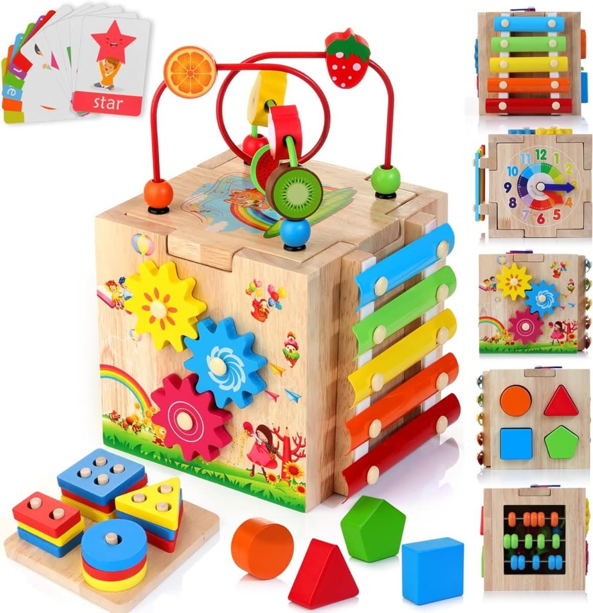 EduCube 8-in-1 – Montessori Speelgoed van Hout voor Peuters vanaf 18 Maanden