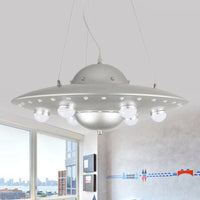 Noordse Vliegende Schotel Kroonluchter Licht Metaal Kinderkamer LED Hanglamp in Grijs/Roze/Blauw