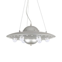 Noordse Vliegende Schotel Kroonluchter Licht Metaal Kinderkamer LED Hanglamp in Grijs/Roze/Blauw
