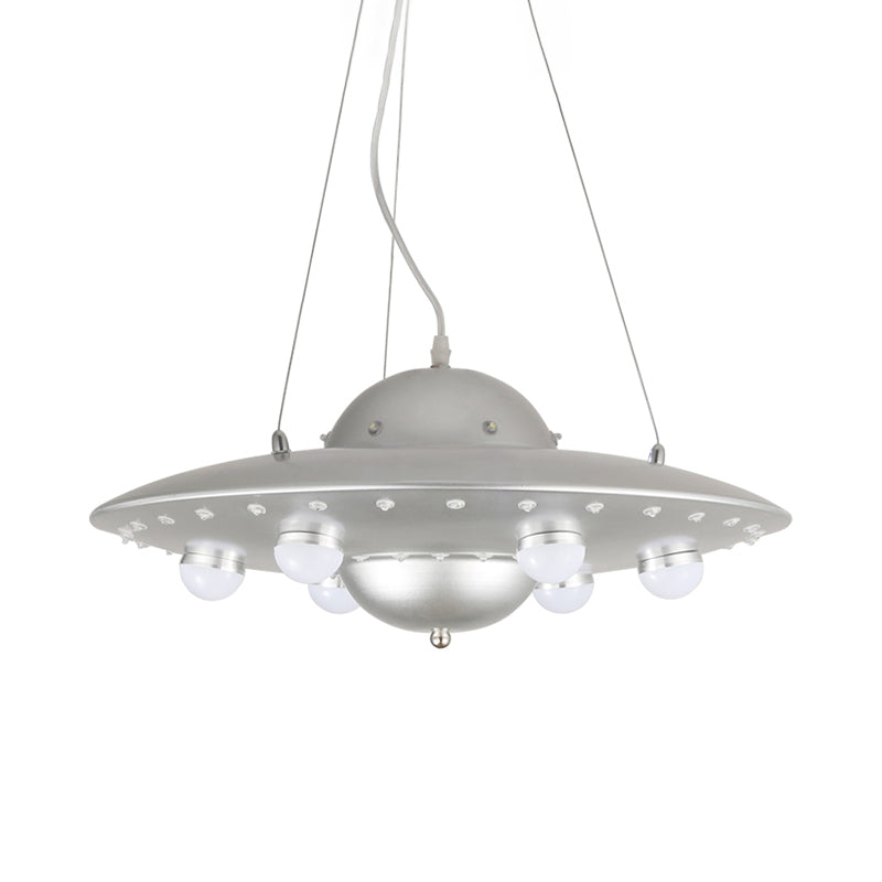 Noordse Vliegende Schotel Kroonluchter Licht Metaal Kinderkamer LED Hanglamp in Grijs/Roze/Blauw