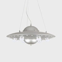 Noordse Vliegende Schotel Kroonluchter Licht Metaal Kinderkamer LED Hanglamp in Grijs/Roze/Blauw