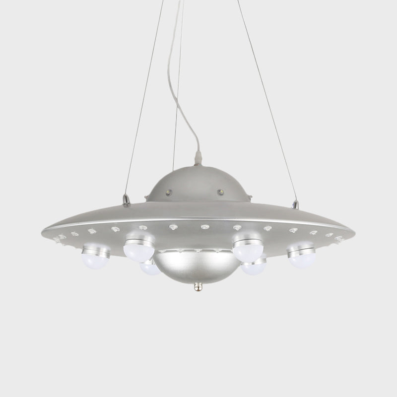 Noordse Vliegende Schotel Kroonluchter Licht Metaal Kinderkamer LED Hanglamp in Grijs/Roze/Blauw