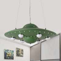 Noordse Vliegende Schotel Kroonluchter Licht Metaal Kinderkamer LED Hanglamp in Grijs/Roze/Blauw