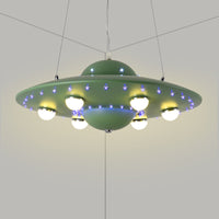 Noordse Vliegende Schotel Kroonluchter Licht Metaal Kinderkamer LED Hanglamp in Grijs/Roze/Blauw
