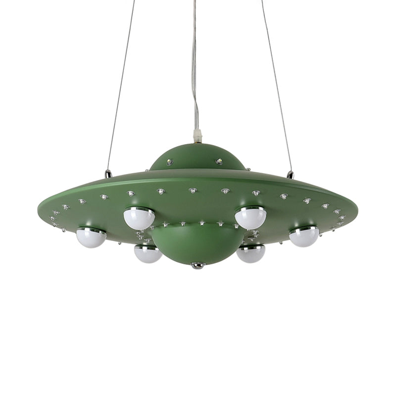 Noordse Vliegende Schotel Kroonluchter Licht Metaal Kinderkamer LED Hanglamp in Grijs/Roze/Blauw