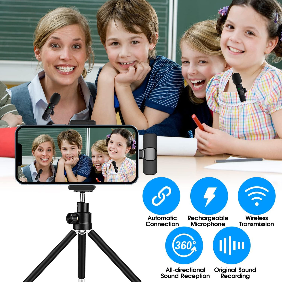 2-Pack Draadloze Microfoon voor iPhone iPad