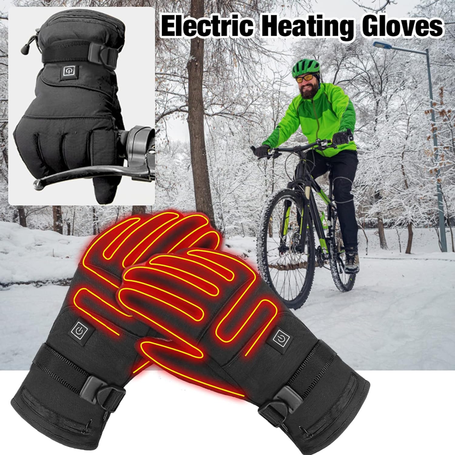 Verwarmde winterhandschoenen | Waterdicht en winddicht | 3 verwarmingsniveaus | Touchscreen-compatibel