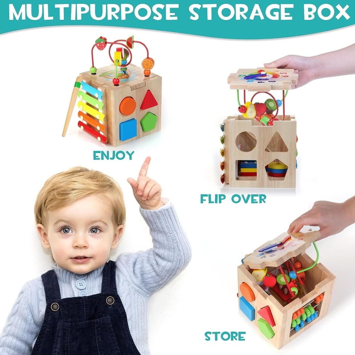 EduCube 8-in-1 – Montessori Speelgoed van Hout voor Peuters vanaf 18 Maanden