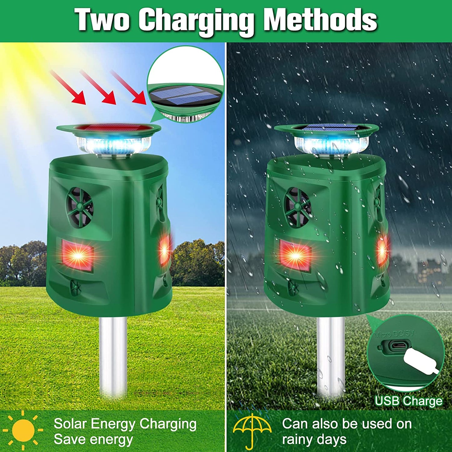 Zonne-energie Ultrasoon Dierenafschrikker