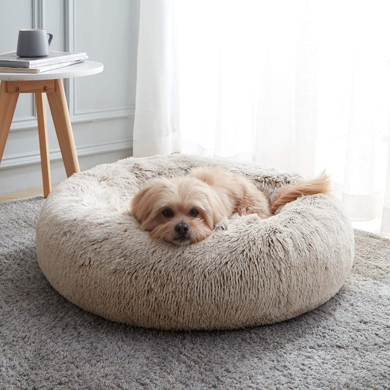 Rund Plüsch Kalmerende Donut Hondenbed voor kleine tot grote honden