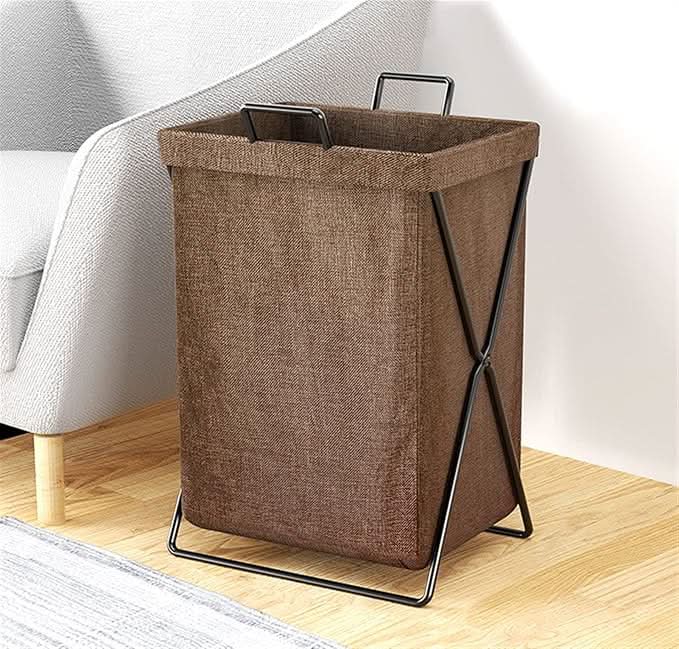 Vouwbare Wasmand met Stalen Frame en Geweven Opbergzak