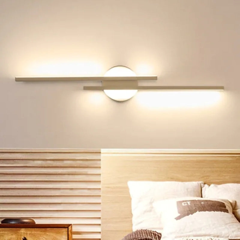 Elgo Moderne Nordic Schijf/Lineaire Metalen LED Wandlamp, Zwart/Wit