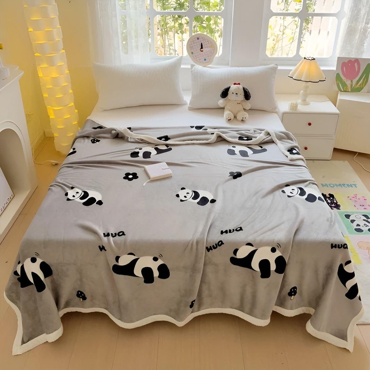 PandaSnug Deken - Zachte en warme panda-print flanellen fleece deken | Brehn
