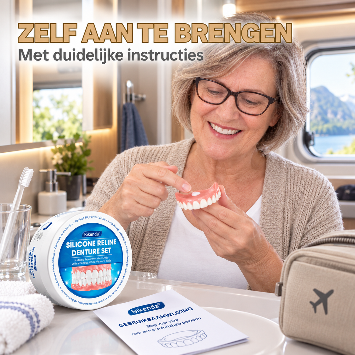 Bikenda | Kunstgebit Reline-Set voor Reizen & Kamperen