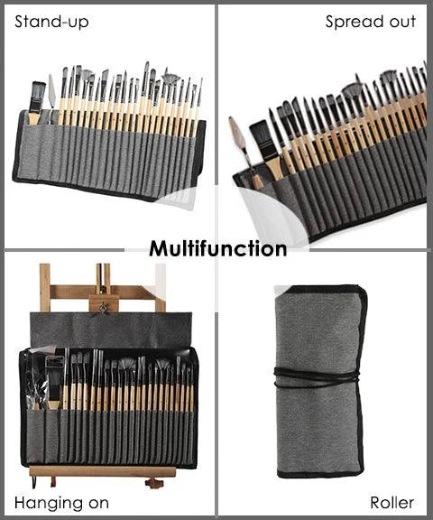 Professionele Kunstpenseel met Natuurlijke Houten Handvatten Set