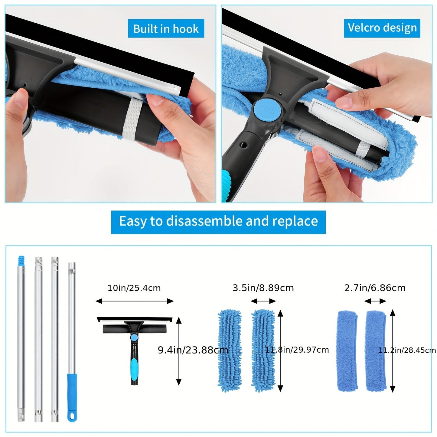 Skanto | Crystal Clear Raamreiniger – Professioneel 2-in-1 Telescoop Raam en Glas Reinigingssysteem