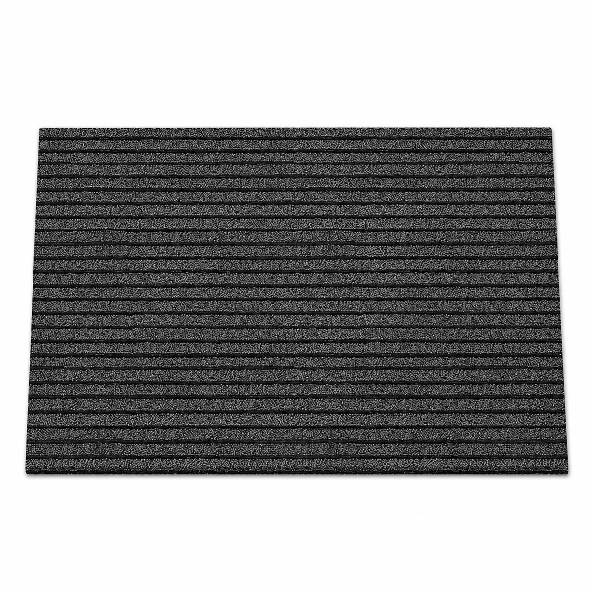 StepGuard donkergrijze waterdichte deurmat met geribbelde structuur en antislip onderzijde op witte achtergrond