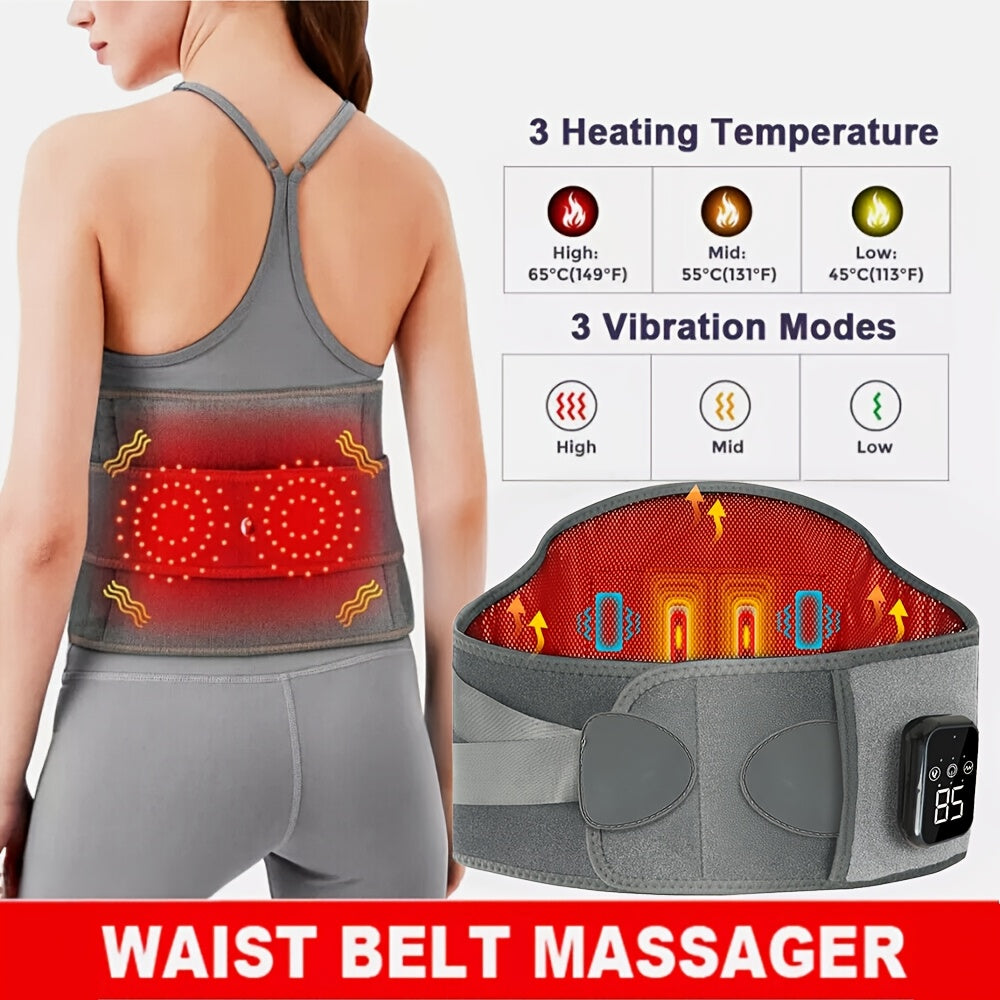 Draadloze Verwarmde Massagegordel voor Rug en Taille – 3 Verstelbare Warmte- en Trilmodes voor Maximale Ontspanning