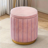 Nordic Chic Opberghocker – Stijlvolle Ronde Pouf met Opbergruimte en Spiegelafwerking