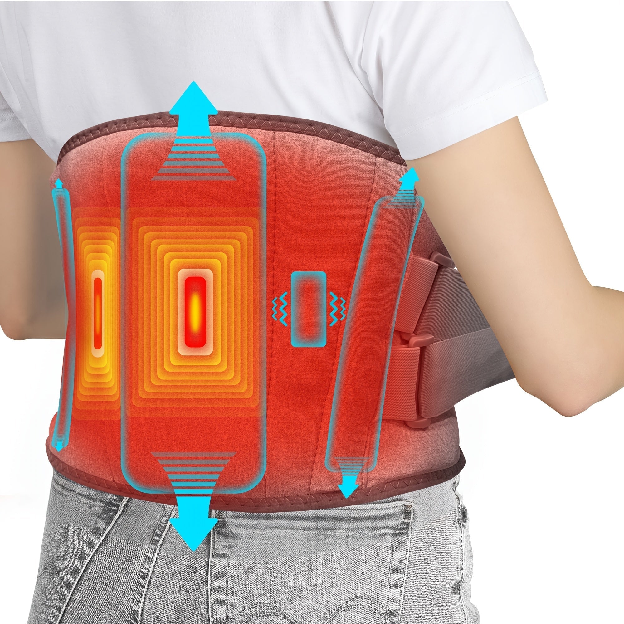 Draadloze Verwarmde Massagegordel voor Rug en Taille – 3 Verstelbare Warmte- en Trilmodes voor Maximale Ontspanning