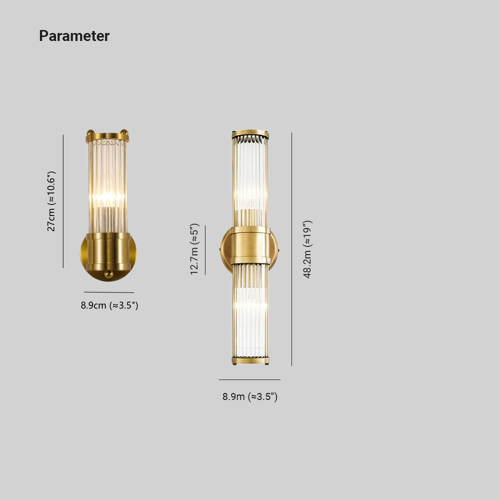 Kristy Amerikaanse Cilindrische Elegante Gouden Glas/Metaal Vanity Wandlamp